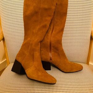 Tan Suede Knee-High Boots